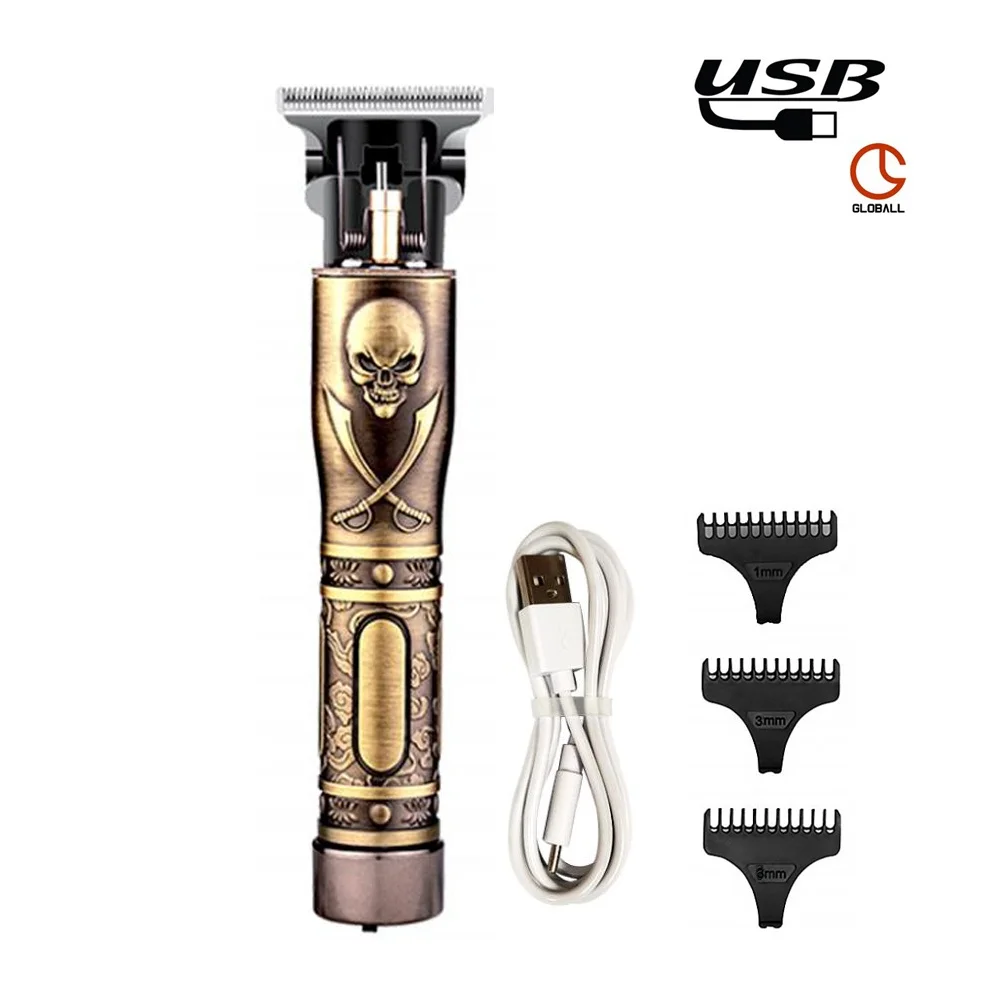 

Vintage Cordless Hair Trimmer Professional T-Blade Electric Hair Clipper USB Rechargeable Hair Cutting Machine Beard razor