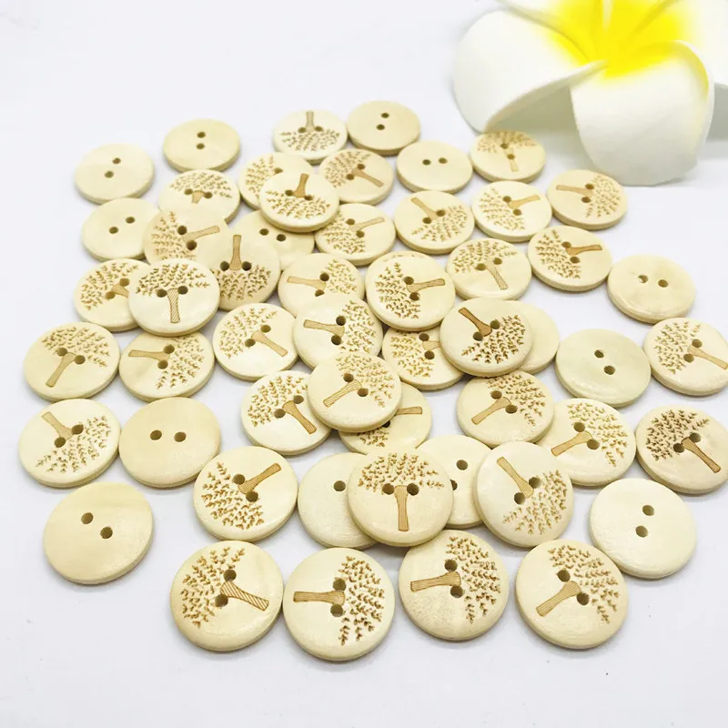 200 шт. круглые деревянные пуговицы с двумя отверстиями 20 мм | Дом и сад