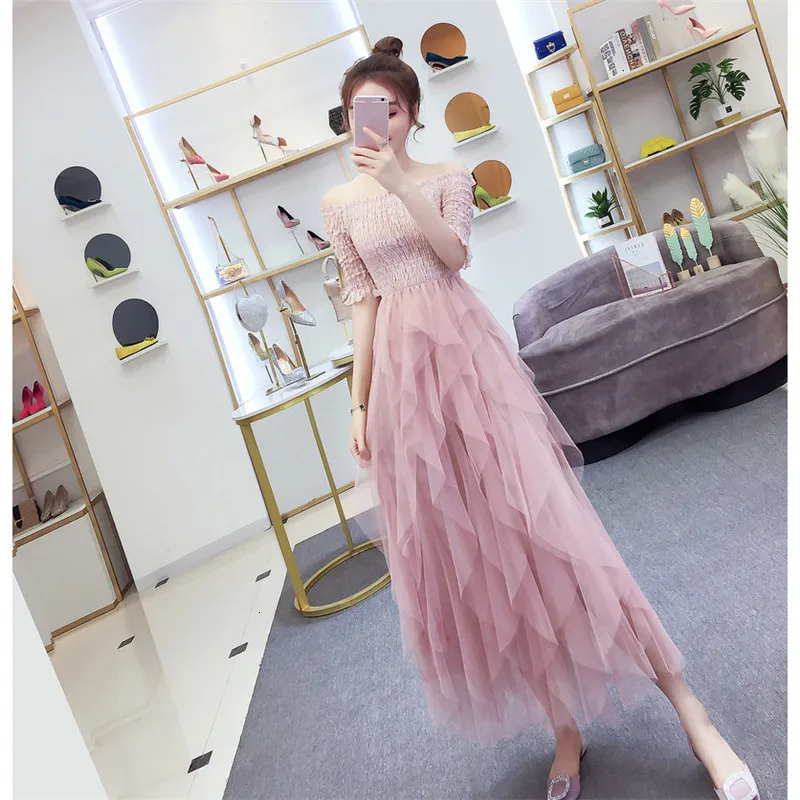 Женское платье для вечеринки розовое черное 19 весна-осень новинка корейский