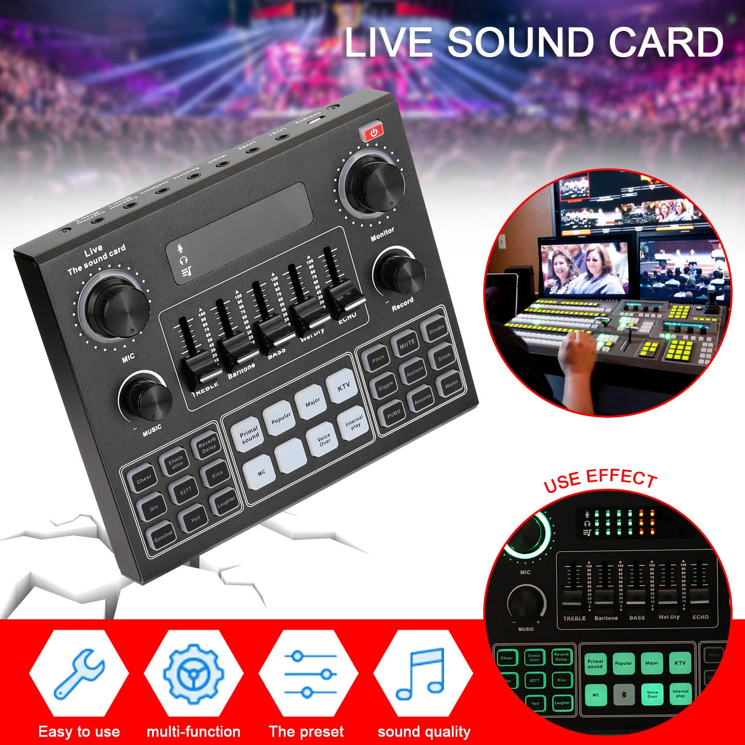 

Multifunctional Live V9 Sound Card and BM800 Suspension Microphone Kit Broadcasting Recording Condenser Microphone Set