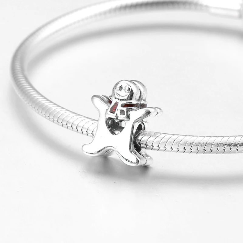 100% Настоящее серебро 925 пробы изящные бусы happy gingerbread Man оригинальный браслет Pandora