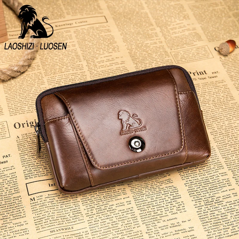 LAOSHIZI LUOSEN Мужские поясные сумки из натуральной воловьей кожи поясная сумка на