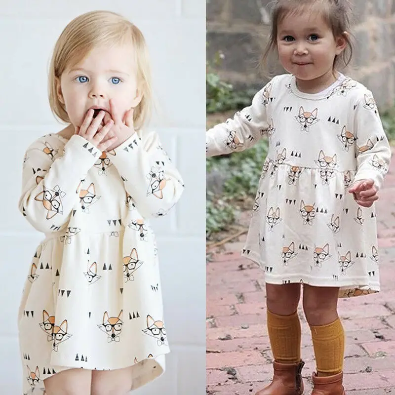 Платье для девочек Pudcoco милое хлопковое платье принцессы с длинными рукавами и