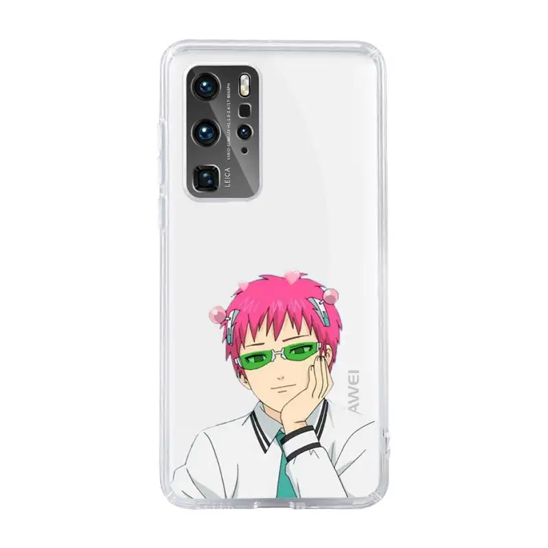 

The Disastrous Life of Saiki K Saiki Kusuo Phone Case Transparent For Huawei MATE P 40 30 20 10 pro plus lite X 5G Soft coque