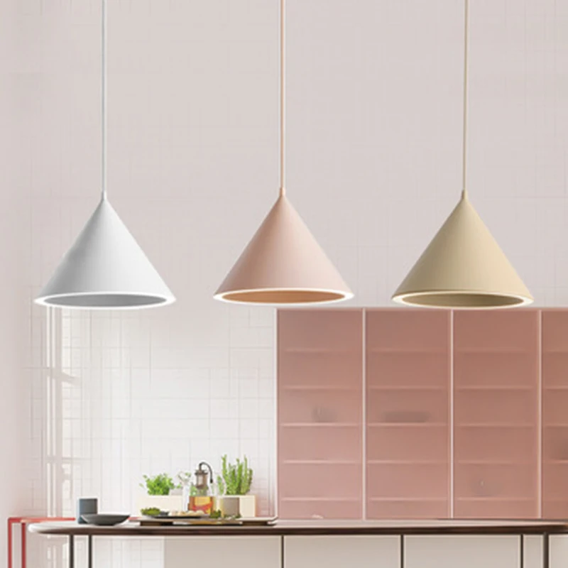 Nordic Bedroom Bedside Pendant Lights Minimalist Colorful Round Long Line Lighting Aluminum Restaurant Cafe Bar Hotel Droplight | Лампы и