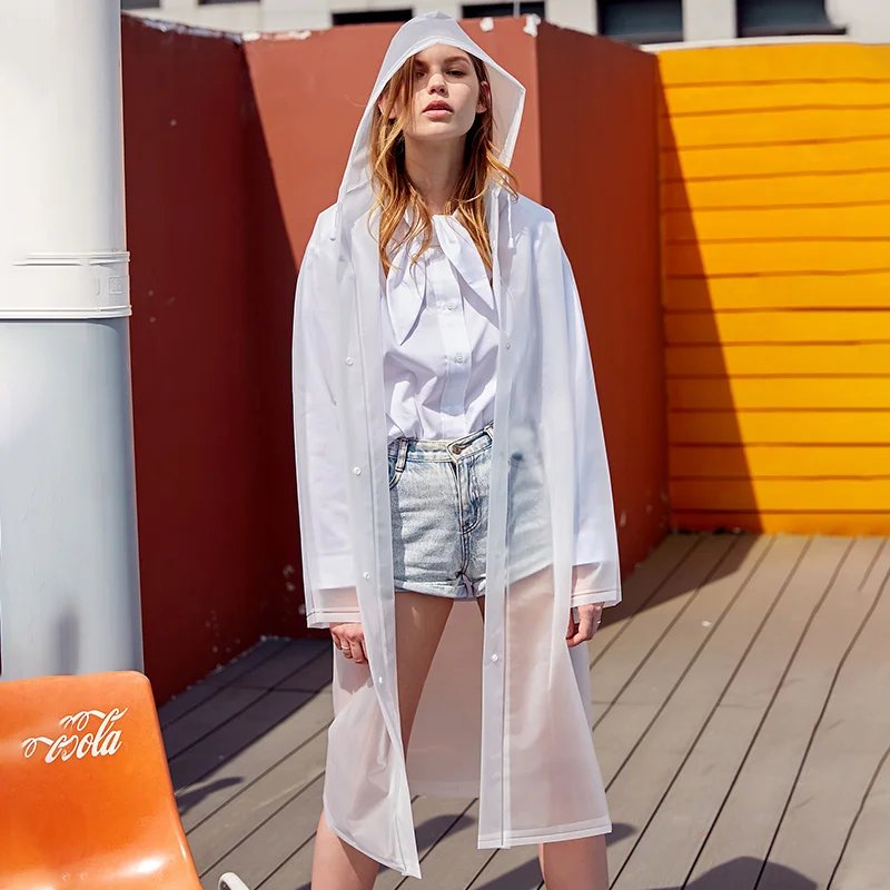 Водонепроницаемый нейлоновый дождевик Прозрачный Женский с капюшоном Стильный