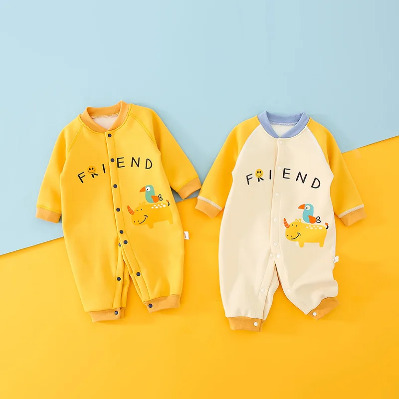 

Baby winter long sleeved one-piece clothes with plush warm Harbin clothes climbing clothes infant autumn winter newborn baby