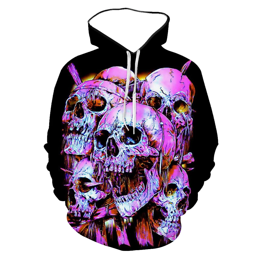 

Autumn Black Men'S Hoodie Sweatshirt 3d Printing Skull Streetwear Harajuku Pullover Hip-Hop Jacket Casual Plus Size Sportswear