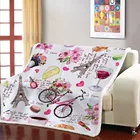 Романтическое мягкое Флисовое одеяло с шерпой из Парижа на диван-кровать, Франция, башня, велосипед, для пикника, путешествия, плюшевое одеяло, рождественский подарок