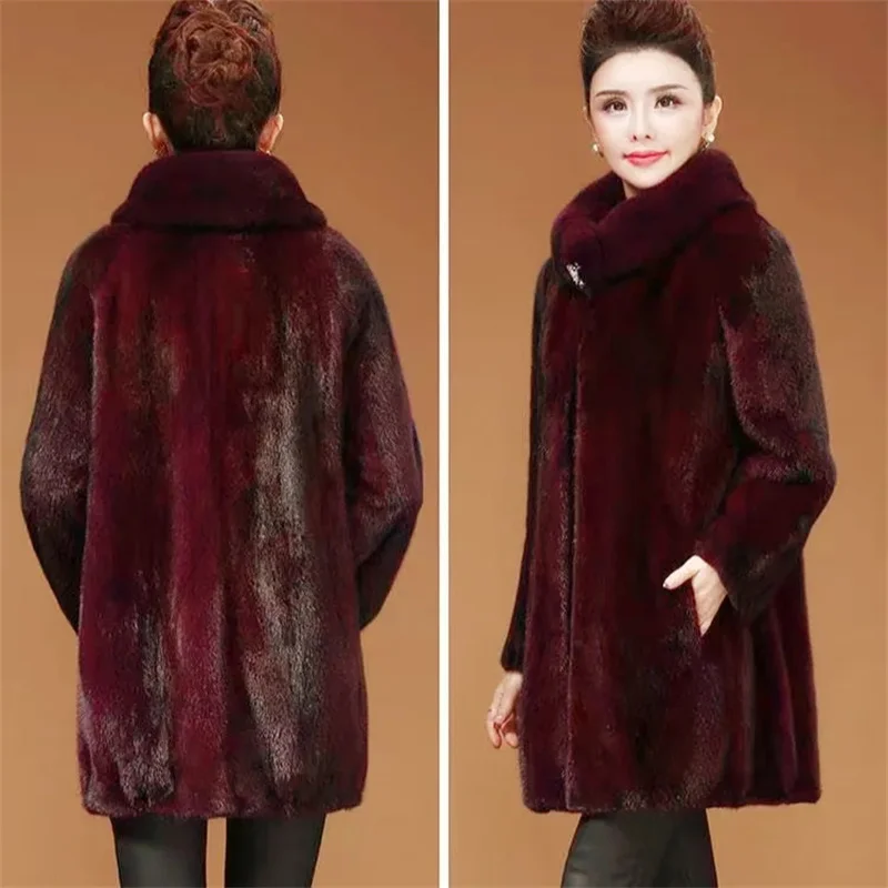 Однотонное пальто из цельного меха норки новинка зимы 2021 женское бархатное