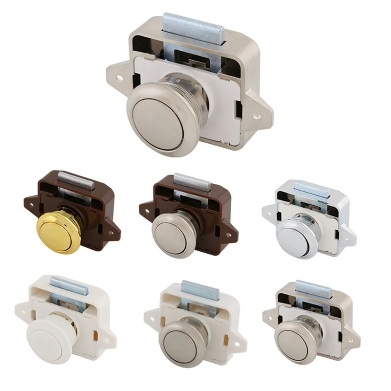 

Mini Push Button Lock Durable Alloy Hardware Fittings Suitable for 15-18mm Thickness Furniture RV Boat Caravan Door