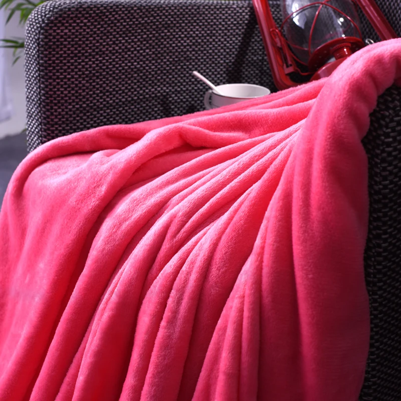 Home Textile Flannel Blanket Super Warm Soft Blankets Throw on Sofa/Bed/Plane Travel Patchwork Solid Bedspread Winter Brick Red | Дом и сад