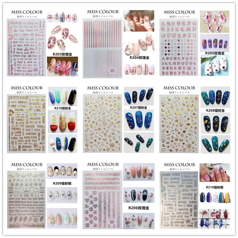 

1P 2 colors 3D Laser Nail Art Stickers constellation Zipper Heart Hollow Decals Set Slider Tattoo Foil Nail Home Decoration