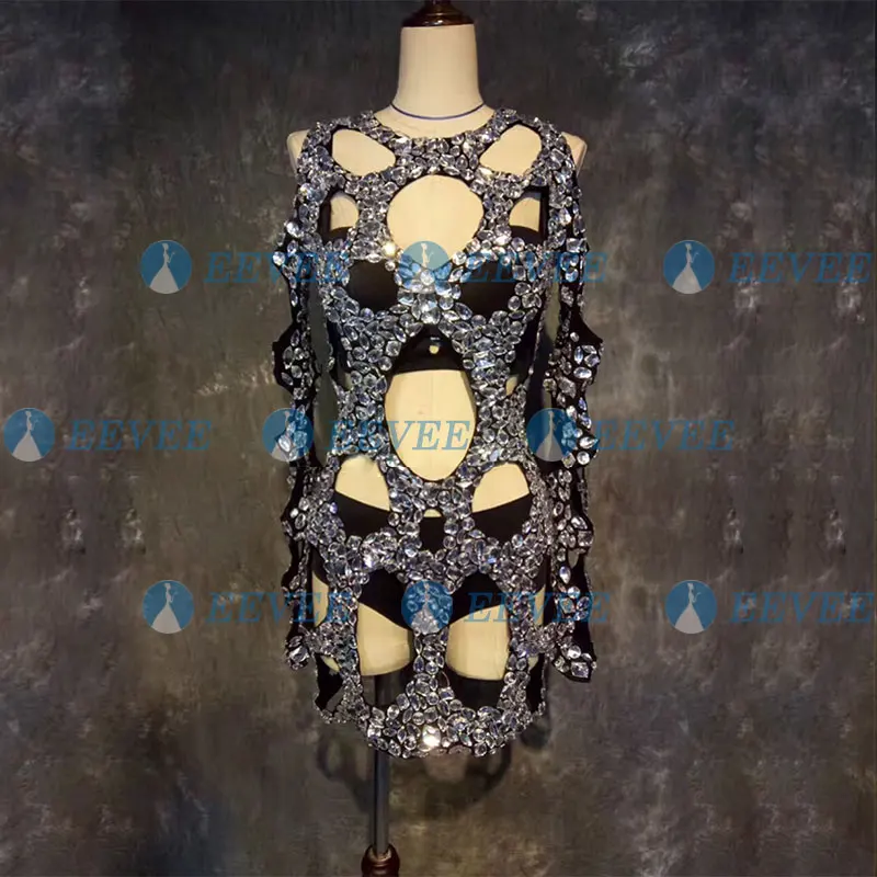 Черный ажурный сценический костюм для бара ночного клуба певицы DJ ds GOGO