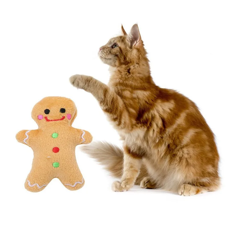 Интерактивная Рождественская мягкая игрушка для кошек С Кошачьей Мятой жевания