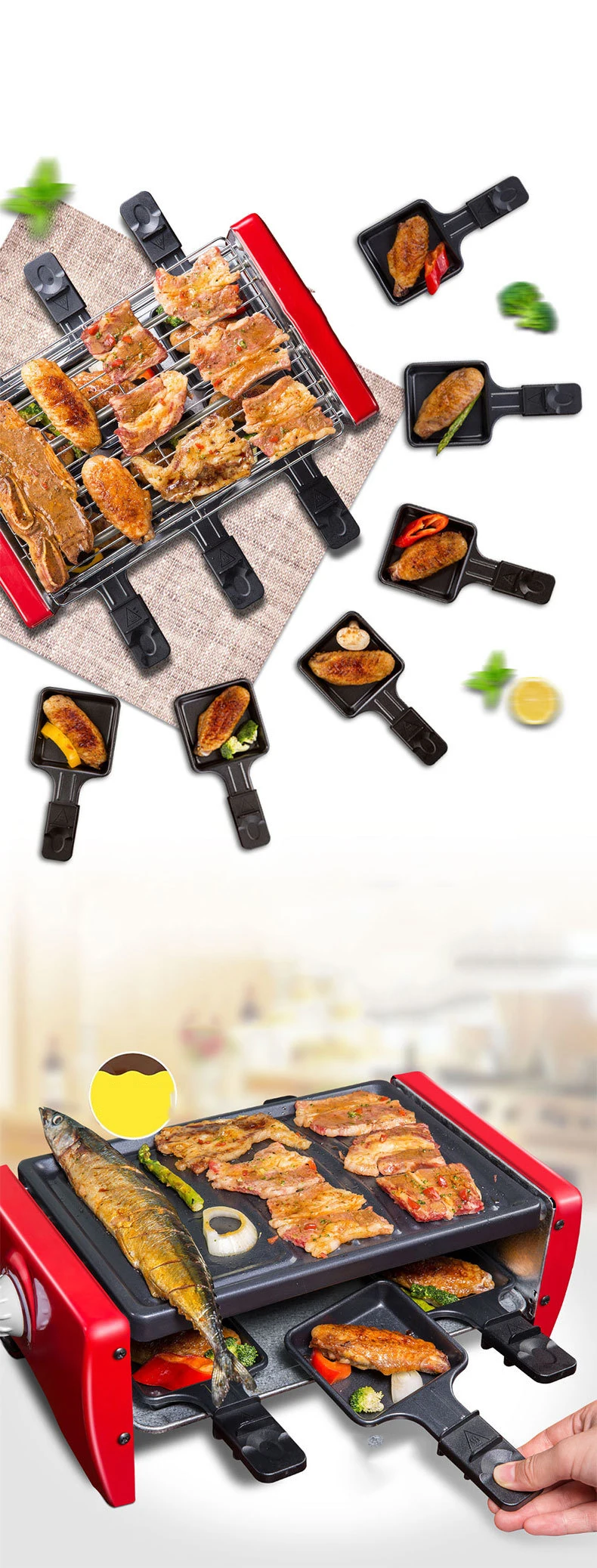 Электрическая печь для барбекю в Корейском стиле антипригарная сковорода