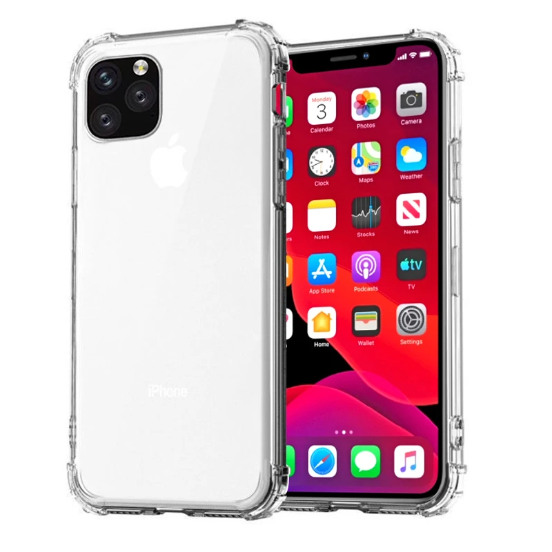 Модный противоударный прозрачный силиконовый чехол для телефона для iPhone 11 Pro Max 8 7 6 6S Plus X XR XS Max Прозрачная защитная задняя крышка
