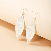 new simple trend drop shaped epoxy drop earrings fashion jewelry metallic silver color carved floral hook dangle earrings