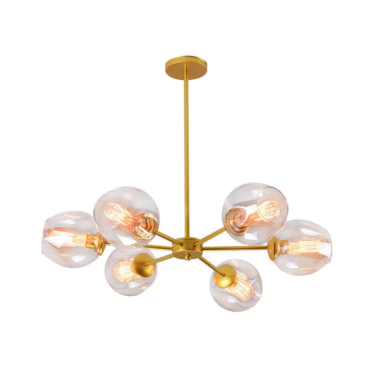 Современный подвесной светильник в стиле лофт лампа виде стеклянного шара серебристого и золотистого цвета