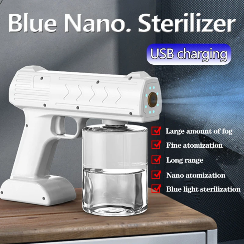 

500ML Portable Sanitizer Sprayer Blue Light Wireless Charging Nano Steam Water Spray Gun Home Disinfection Machine Atomizer