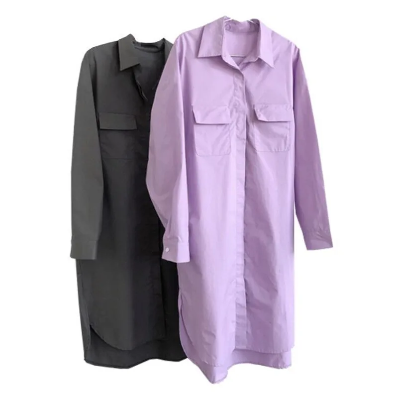 

2020 Women Summer New Fashion Solid Color Elegant Cotton Dress Female Casual A-Line Dresses Ladies Turn-down Collar Dresses M468