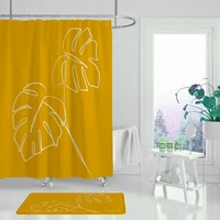 natural pattern pineappleflowerleaf polyester shower curtain washable high quality bathroom shower color curtain
