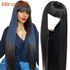 Парик Mironica, пришивной парик из натуральных волос, прямой малазийский парик с челкой естественного цвета, для женщин, без клея