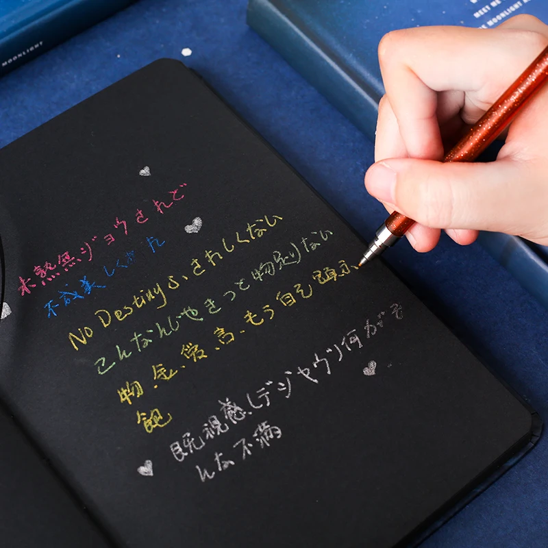 Луна свет A6 Sketchbook светящийся ноутбук Рисование Живопись DIY Черная бумажная Книга
