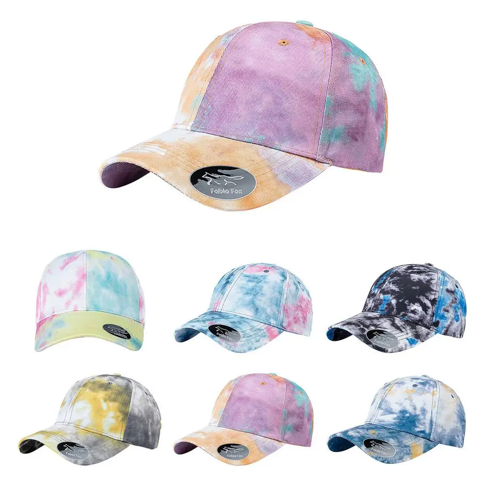 

New Fashion Women Tie Dye Cap Multicolor Irregular Print Baseball Cap Female Outdoor Streetwear Summer Caps Hats
