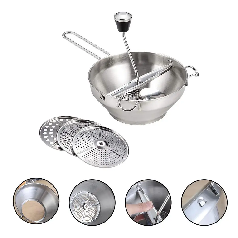 

Manual Food Mixer Grinder Stainless Steel Grind Mill Unique Uses Durable Puree Potatoes Masher Press Vegetable Mill Machine