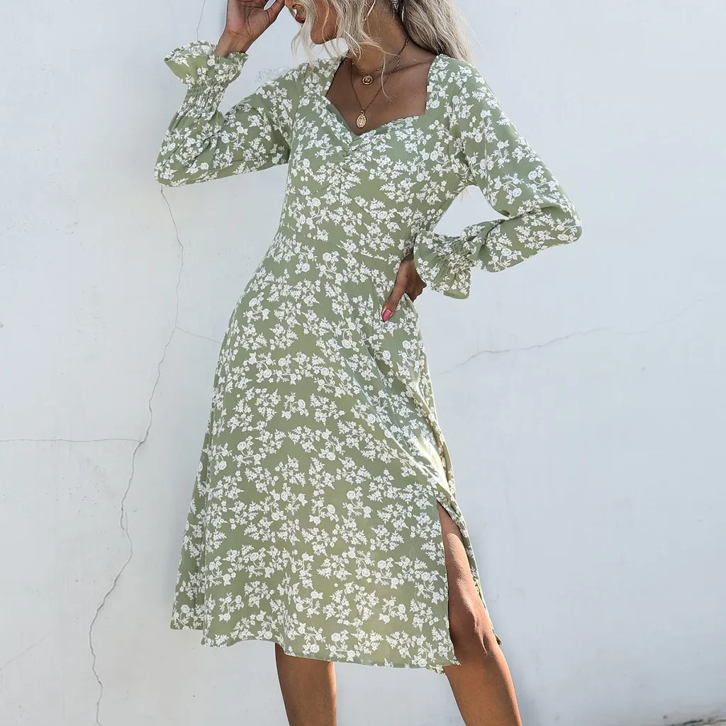 Женское повседневное осеннее платье женское винтажное шифоновое платье-рубашка