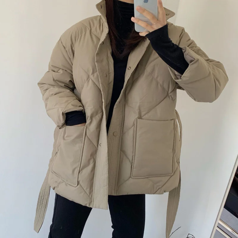 Chic 2021 Winter Down Jacket Coat  Pocket Casual Stylish Loose Jackets Parka Coats Thicken Warm Parka Outwear