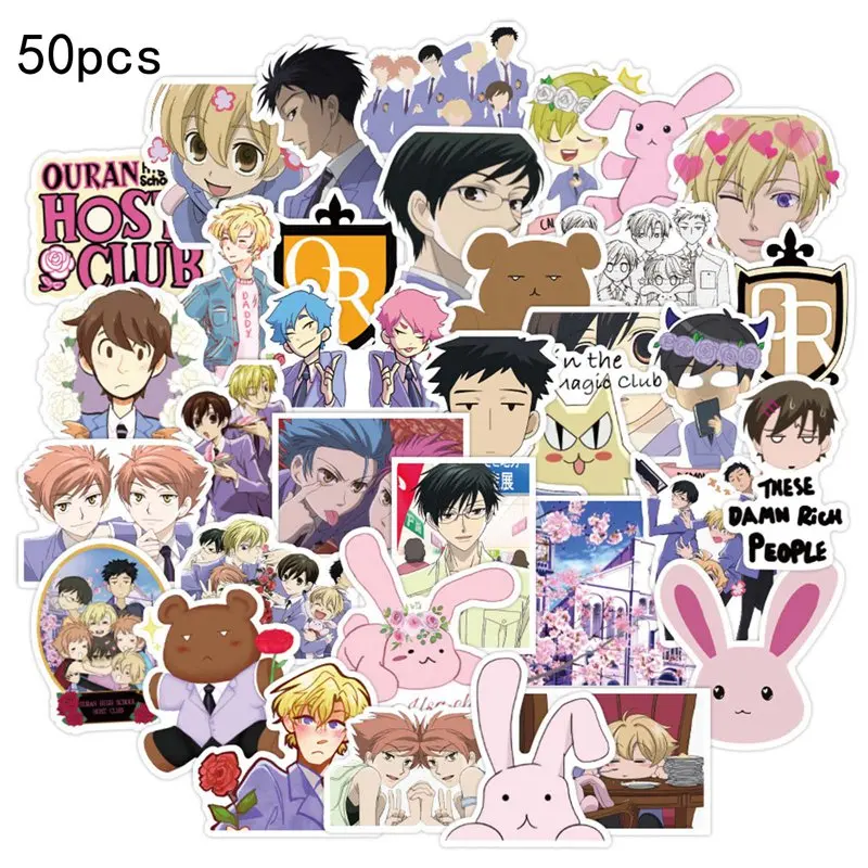 

50pcs Stationery Doodle Stickers For Laptop Ouran High School Host Club Anime Graffiti Stickers Cartoon Anime Car Skateboard