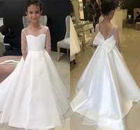 yiminpwp white flower girl dresses for weddings jewel backless long sleeve big bow girls pageant dress first communion dress