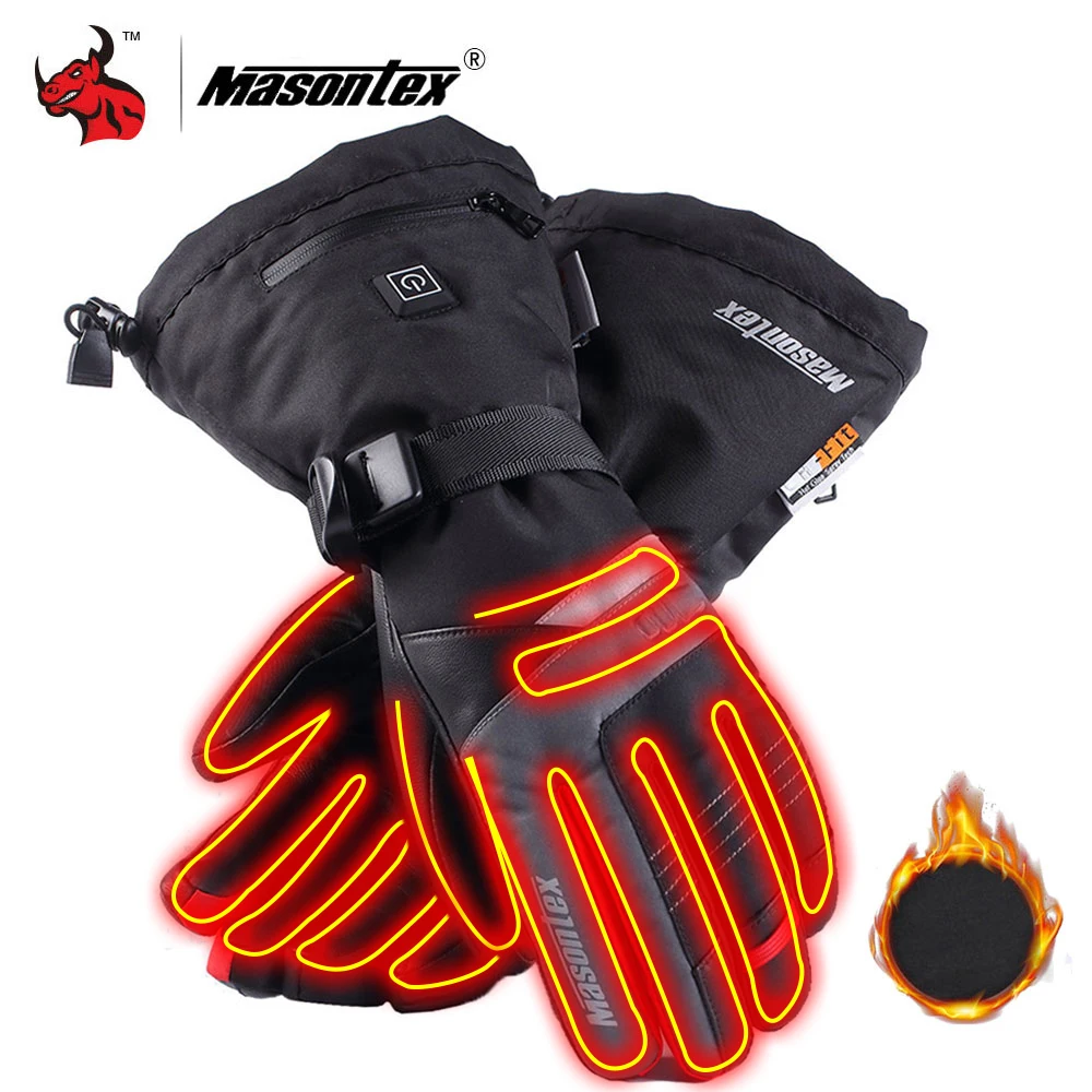 

Зимние водонепроницаемые Мотоциклетные Перчатки Masontex с подогревом и постоянной температурой, теплые Мотоциклетные Перчатки