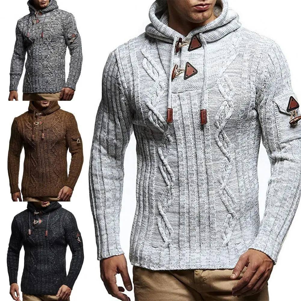

Практичный свитер, джемпер, эластичная Мужская трикотажная одежда с капюшоном и длинным рукавом, износостойкий свитер, джемпер