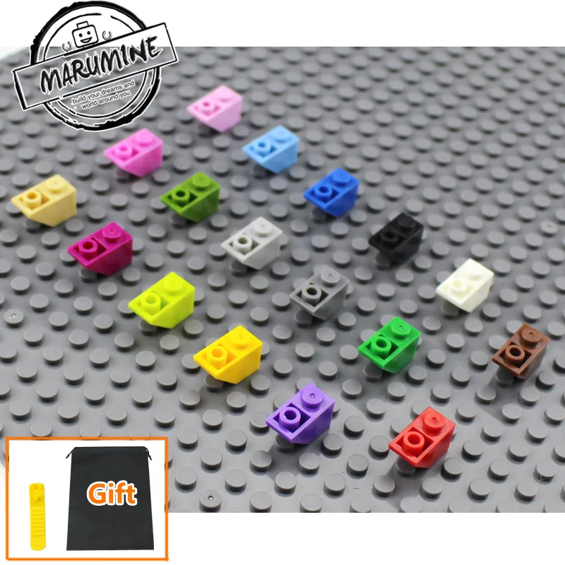 MARUMINE кирпичи игрушки 200 шт./лот 2x1 перевернутый склон кирпич MOC строительные блоки Совместимые образовательные DIY игрушки Классический создатель