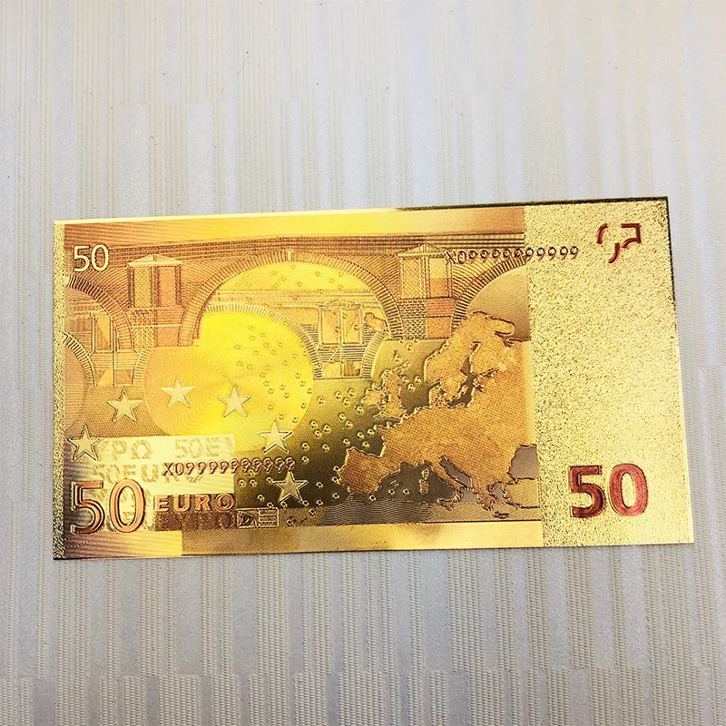 10 шт./лот цветные евро банкноты 50 Золотая фольга сувениры бумажные деньги