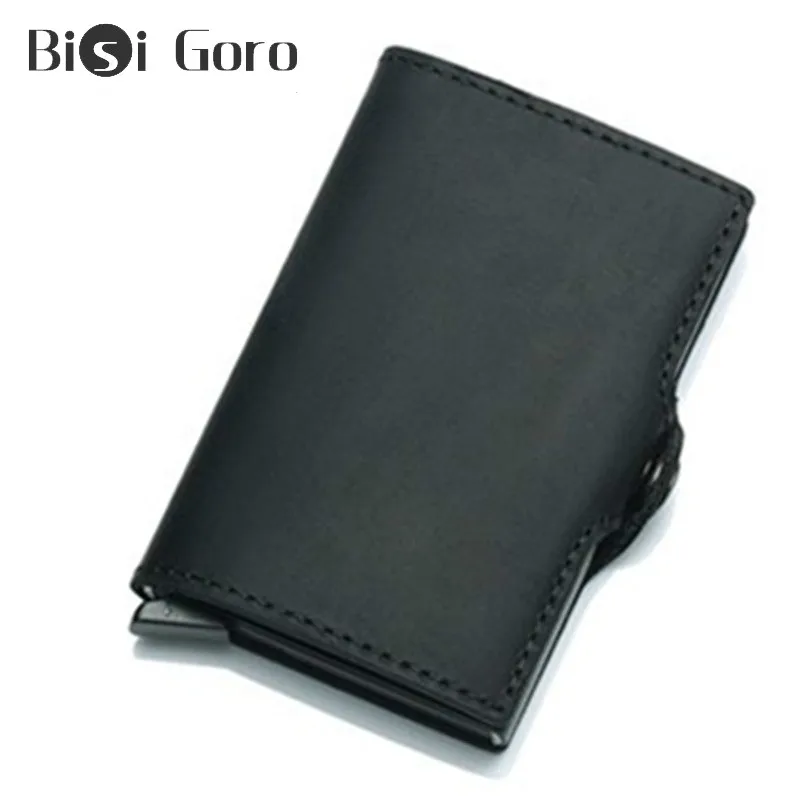 BISI GORO 2020 натуральная кожа RFID кошелек для кредитных карт Унисекс Винтажный бизнес