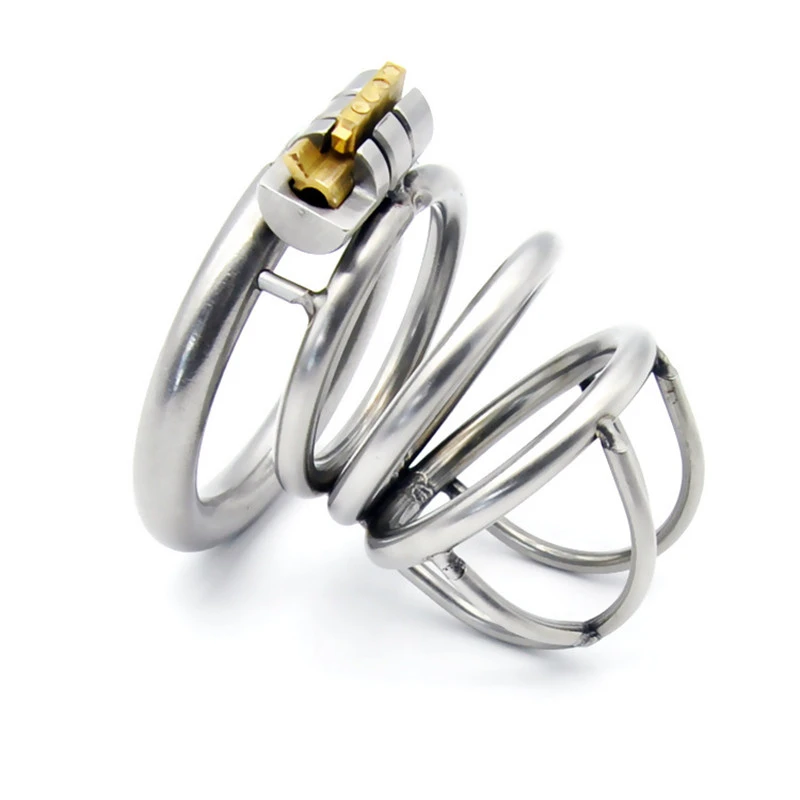 Замок-клетка на пенис из нержавеющей стали 3 размера для взрослых игр