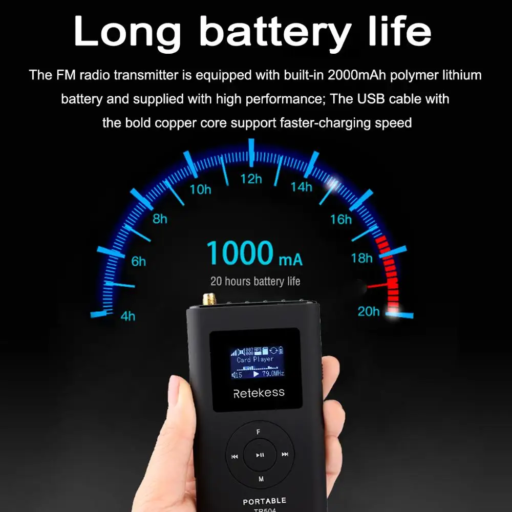 Беспроводной fm передатчик Retekess TR504 0 6 Вт MP3 портативный для церкви автомобиля