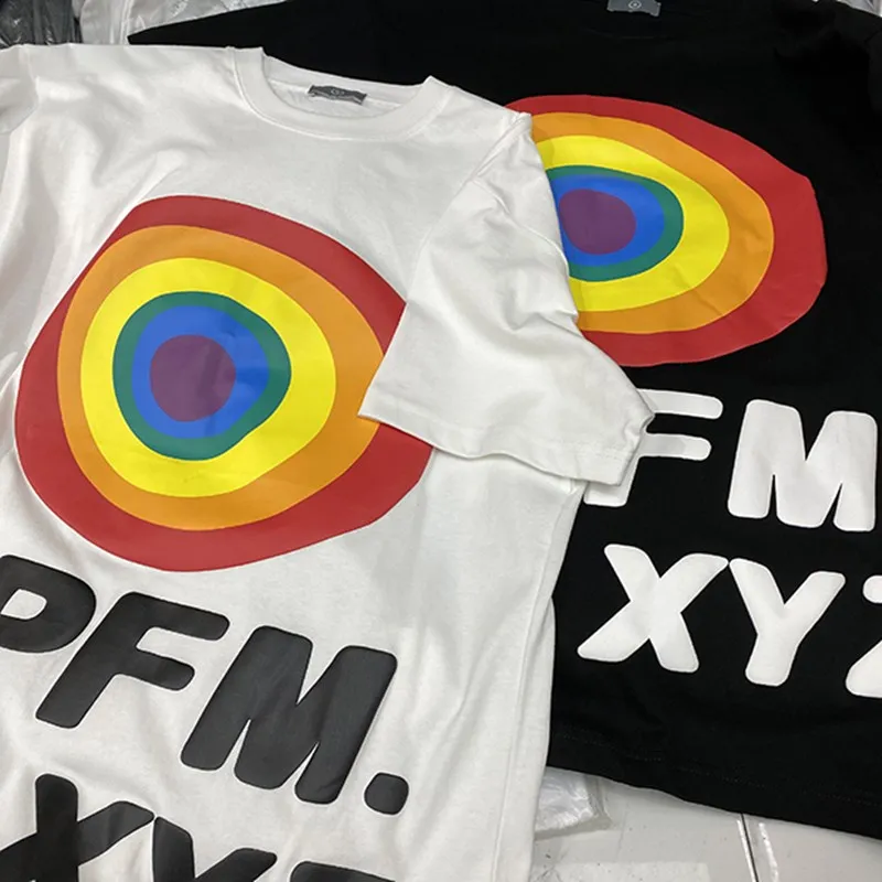 2021 CPFM XYZ футболка для мужчин и женщин Радужный круг i love at the rally Tee CACTUS PLANT блошиный