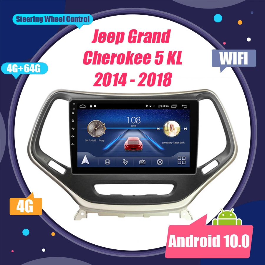 Android 10 для Jeep Grand Cherokee 5 KL 14 15 16 17 18 Автомобильный мультимедийный видео плеер GPS