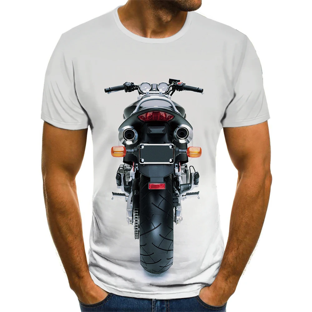 

Мужская футболка с цифровым 3D-принтом, летняя тонкая поглощающая Пот футболка с круглым вырезом и мотоциклетным принтом