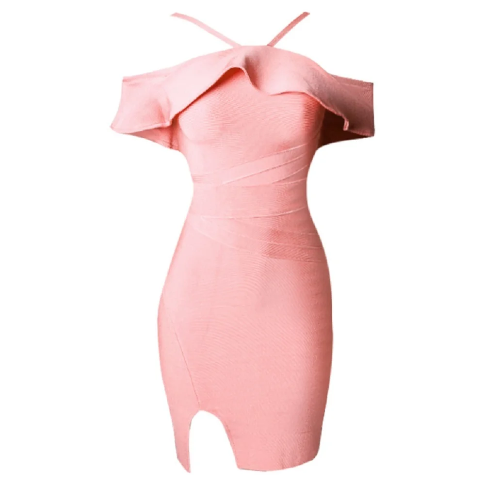 Женское Бандажное платье с открытыми плечами вырезом лодочкой боковым швом