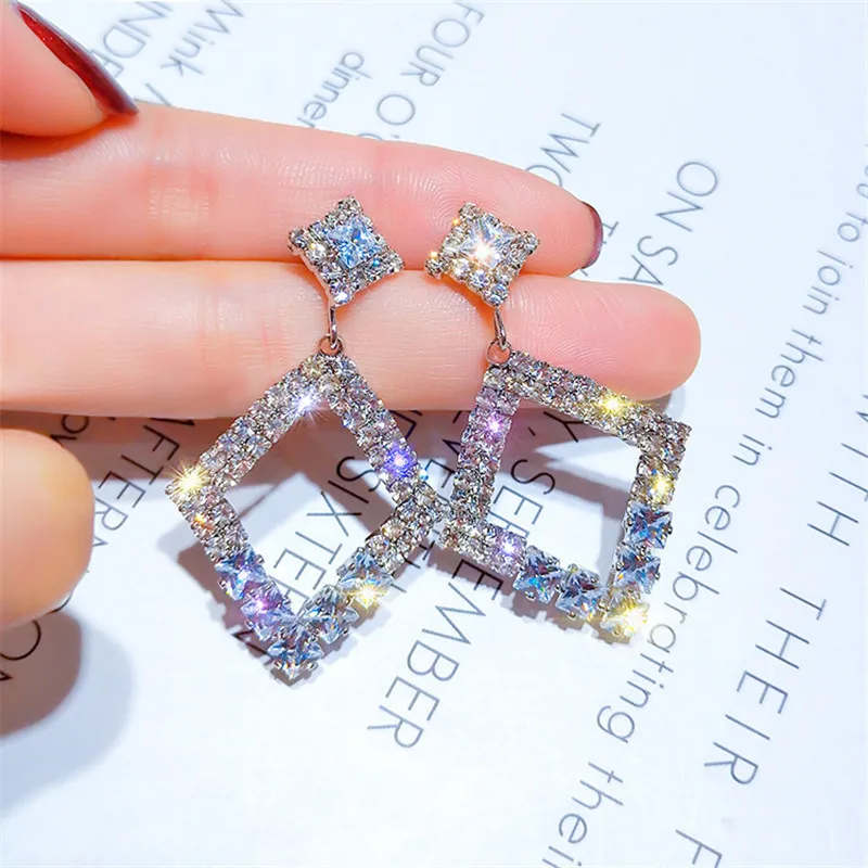 Модные ювелирные изделия Круглые геометрические серьги подвески с кристаллами