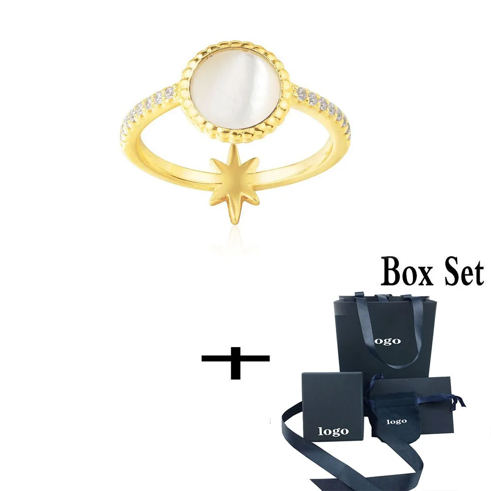 2020 Модное новое Золотое кольцо с белыми звездами и камнями Роскошные Блестящие