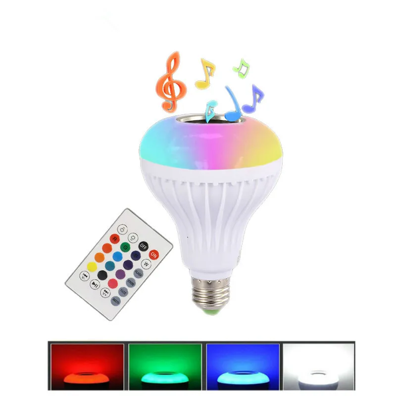 E27 Смарт RGB RGBW Беспроводной Bluetooth динамик лампа Музыка Воспроизведение затемнения
