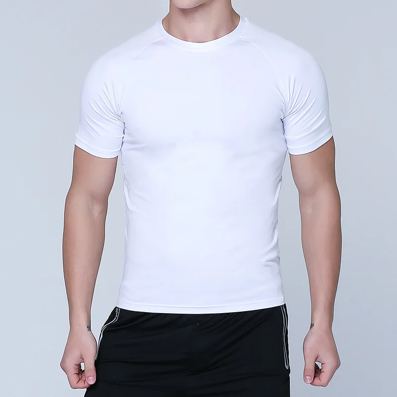 

Summer Fitness Shirt Men Short Sleeve Quick-dry T shirt Ice Silk Breathable Solid Color Loose T-shirt Large Size Base Shirt Tops
