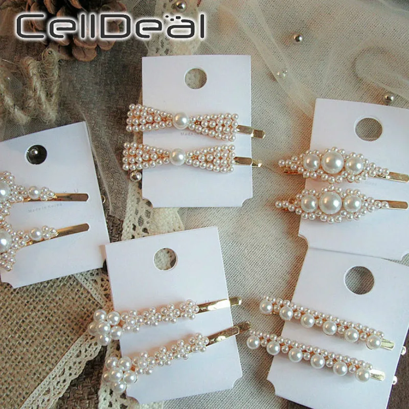 Модные женские аксессуары и клипсы для волос с искусственным жемчугом девушек